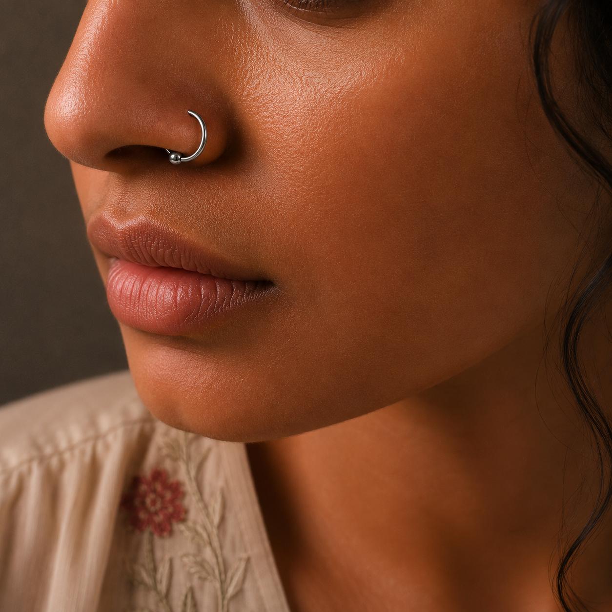 925 Sterling Silver Classic Ball Open Nose Pin - Image 2
